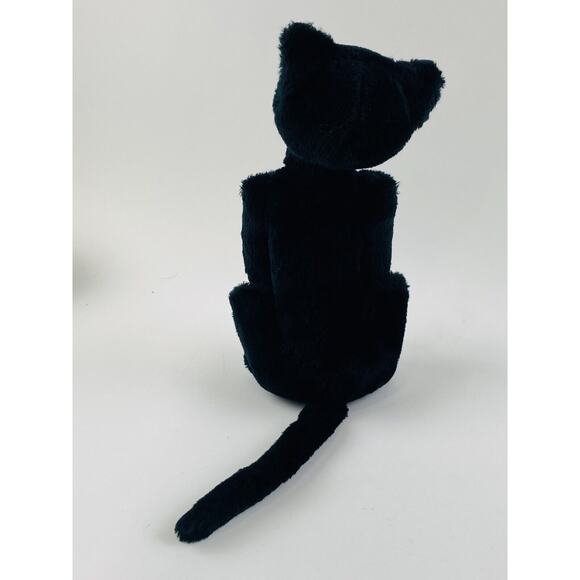 Vintge Wallace Berrie Black cat red bow tie plush toy 1984 Sitting Applause Luck - Picture 6 of 9